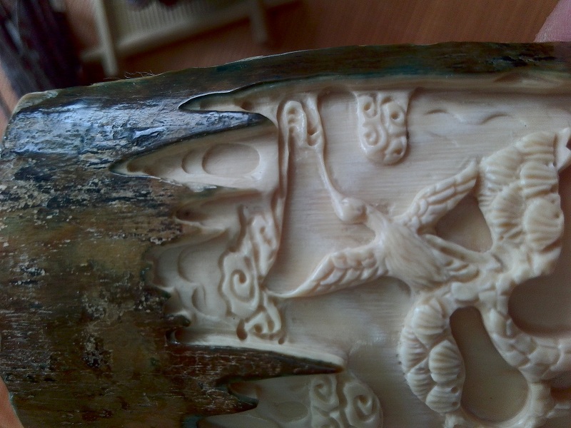 猛犸象牙人物景摆件猛犸原皮雕刻摆件