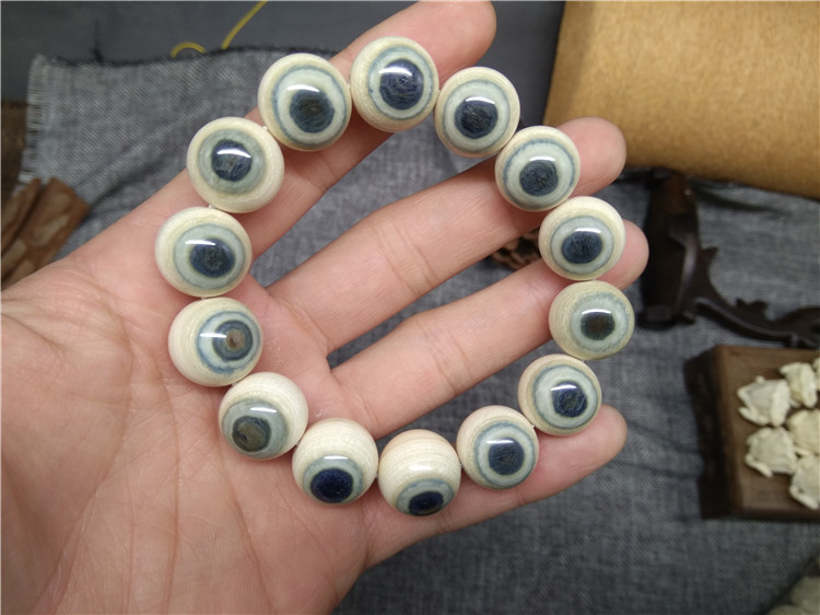 猛犸象牙1.6蓝眼睛手串博物馆收藏级别蓝眼睛手串